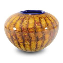 "Small Blatik Sphere" Hand Blown Glass Vase Sculpture, Hand Signed by GartnerBlade Glass.