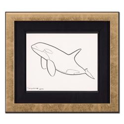 Wyland, "Orca" Framed Original Sketch, Hand Signed with Certificate of Authenticity.