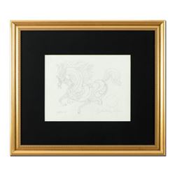 Guillaume Azoulay, "Sketch AY" Framed Original Pencil Drawing, Hand Signed with Letter of Authentici