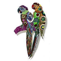 Patricia Govezensky- Original Painting on Laser Cut Steel "Two Parrots VIII"