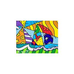 Romero Britto "New Sailing" Hand Signed Giclee on Canvas; Authenticated