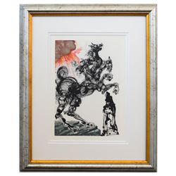 Salvador Dali- Original Color Woodcut on B.F.K. Rives Paper "Inferno 6"