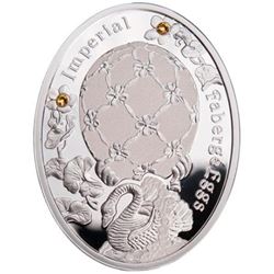 2012 Poland Mint "Swan Egg" Imperial Faberge Egg - Proof Silver Coin w/ Swarovski Crystals