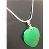 Image 2 : Chinese Green Jade Heart Pendant On 925 Necklace