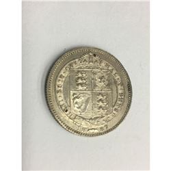 United Kingdom GB 1887 Shilling Queen Victoria British Silver Coin