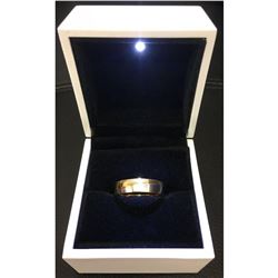 18kt Gold Plated Size 10 Mens Cross Band Ring With LED Enameled Ring Box