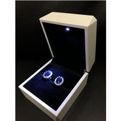 Pair Of Lovely 3 ct Tanzanite 18k White Gold Plated Stud Earrings