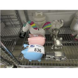 DOG TREAT CONTAINER, UNICORN COIN BANK, PINK PIGGY BANK, BLUE PIGGY BANK, ELEPHANT COIN BANK, S/S