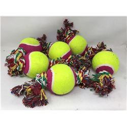 Lot of Tennis Ball Rope Dog Toy (6ct)