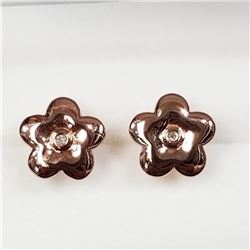 Rose Plated Sterling Silver , Cz Earrings, Made in Canada, Suggested Retail Value $120