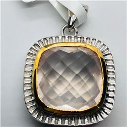 Brass Rose Quartz(8.5ct) Pendant (~weight 6.7g), Made in Canada, Suggested Retail Value $100