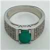 Image 3 : Silver Emerald Cubic Zirconia Men'S Ring, Made in Canada, Suggested Retail Value $200 (Estimated Sel