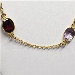 Gold plated Silver Multi Color Gemstones Necklace, Made in Canada, Suggested Retail Value $240 (Esti