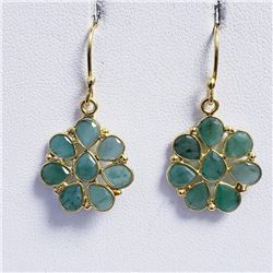 Gold plated Silver Emerald Earrings, Made in Canada, Suggested Retail Value $100