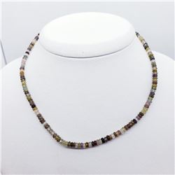 Silver Fancy Color Sapphire With Ball Clasp(42ct) 16 Inches With Sliver Clasp Necklace (~weight 8.05