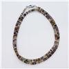 Image 2 : Silver Fancy Color Sapphire With Ball Clasp(42ct) 16 Inches With Sliver Clasp Necklace (~weight 8.05
