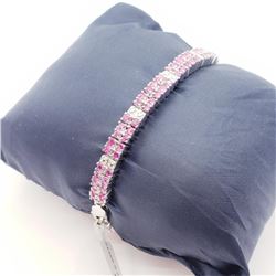 Silver 120 Ruby(6ct) Bracelet (~length 18inches) (~weight 17.3g), Made in Canada, Insurance Value $1