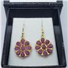 Image 1 : Gold Plated Silver Ruby(6.5ct) Earrings (~weight 3.33g), Made in Canada, Suggested Retail Value $160