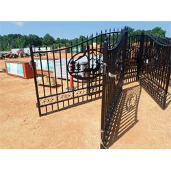 GREATBEAR 20' Wrought Iron Gate bi-parting, "deer" artwork in center frame (C-6)