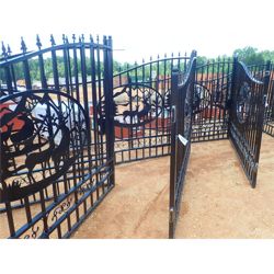 GREATBEAR 20' Wrought Iron Gate bi-parting, "deer" artwork in center frame (C-6)