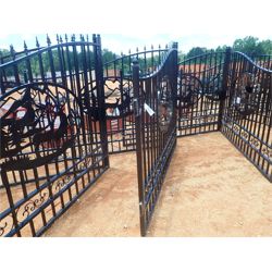 GREATBEAR 20' Wrought Iron Gate bi-parting, "deer" artwork in center frame (C-6)