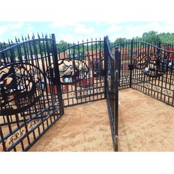 GREATBEAR 20' Wrought Iron Gate bi-parting, "deer" artwork in center frame (C-6)