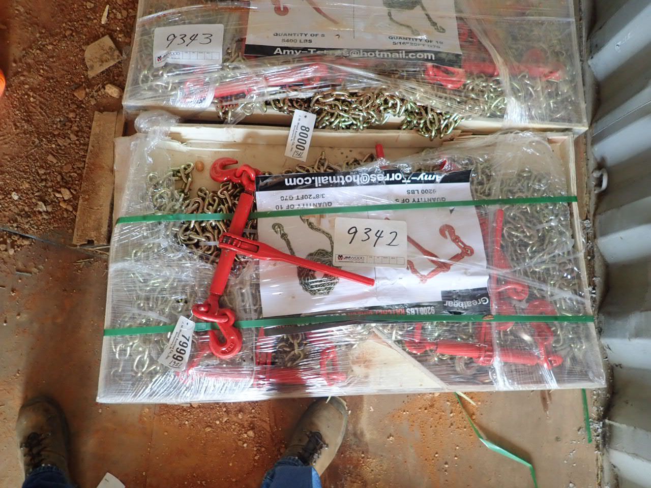 GREATBEAR Ratchet Binder & Chains (5) 9200lb binders, (10) 3/8" 20