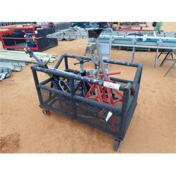 roll around cart w/misc stands & pipe vise (B9)