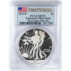 2013-W $1 Enhanced Mint State American Silver Eagle Coin PCGS MS70 First Strike
