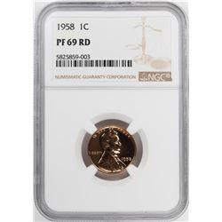 1958 Proof Lincoln Wheat Cent Coin NGC PF69RD Graded Top Pop
