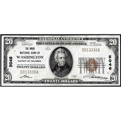 1929 $20 Riggs NB of Washington, District of Columbia CH# 5046 National Currency Note