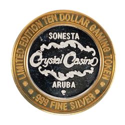 .999 Silver Crystal Casino Aruba $10 Casino Limited Edition Gaming Token