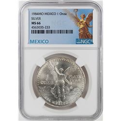 1984Mo Mexico 1 Onza Libertad Silver Coin NGC MS66