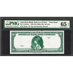 1929 10 Unit American Bank Note Co. "Test Note" PMG Gem Uncirculated 65EPQ