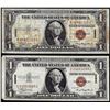 Image 2 : Lot of (2) Short Snorter 1935A $1 Hawaii WWI Emergency Issue Silver Certificate Notes