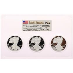 2019-W Proof Silver Eagle Location Set PCGS PR70DCAM First Strike Edmund Moy Signature