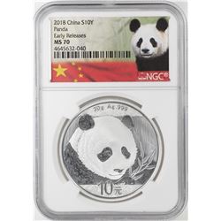 2018 10 Yuan China Panda Silver Coin NGC MS70 Early Releases White Core
