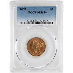 1880 $5 Liberty Head Half Eagle Gold Coin PCGS MS63+