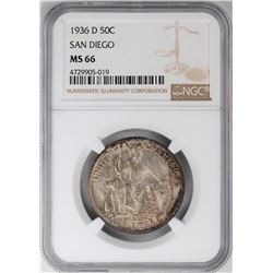 1936-D San Diego Commemorative Half Dollar Coin NGC MS66