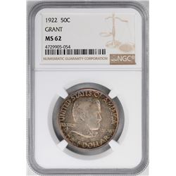 1922 Grant Commemorative Half Dollar Coin NGC MS62 Nice Toning