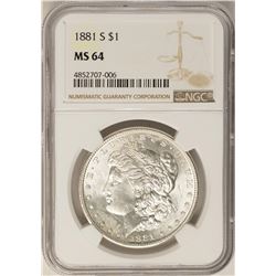 1881-S $1 Morgan Silver Dollar Coin NGC MS64