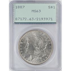 1887 $1 Morgan Silver Dollar Coin PCGS MS63 Old Green Rattler