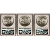 Image 2 : Lot of (3) 1980Mo Mexico 1 Onza Silver Coins NGC MS64