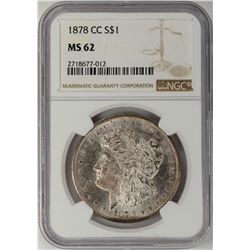 1878-CC $1 Morgan Silver Dollar Coin NGC MS62