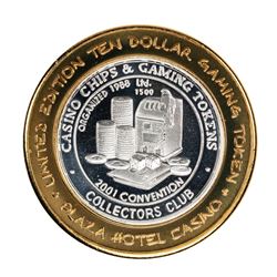 .999 Silver Plaza Hotel & Casino Nevada $10 Gaming Token Limited Edition