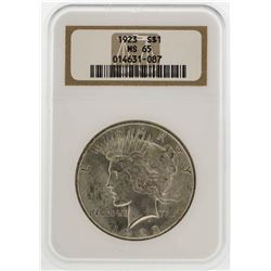 1923 $1 Peace Silver Dollar Coin NGC MS65
