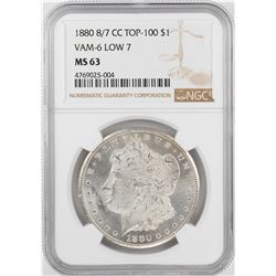 1880-CC 8/7 $1 Morgan Silver Dollar Coin NGC MS63 VAM-6 Low 7