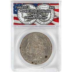 1892-CC $1 Morgan Silver Dollar Coin ANACS Certified Genuine