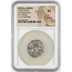 393-294 BC Attica Athens AR Tetradrachm Athena Owl Coin NGC XF