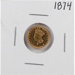 1874 $1 Indian Princess Head Gold Dollar Coin